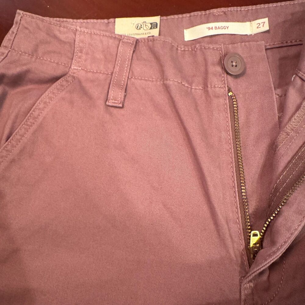 Levi's '94 Baggy Cargo Pants Mauve Pink Mid Rise Adjustable Hem 27x30 NWT - Picture 15 of 16